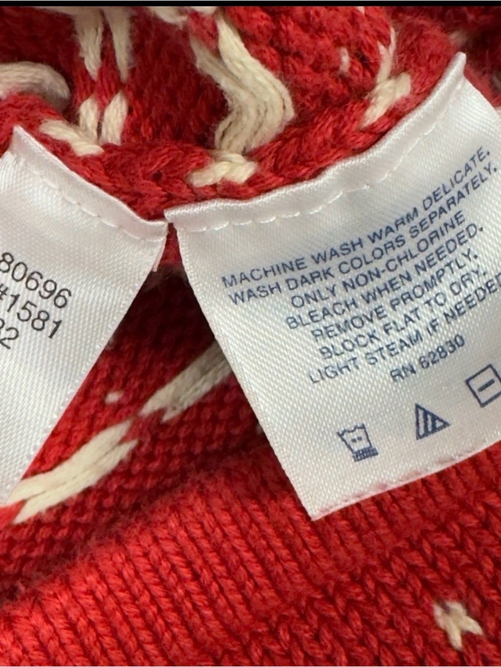 Vintage Lands End Nordic Ski Sweater Womens XL Red 1/4 Zip Snowflakes Fair Isle - Picture 11 of 11